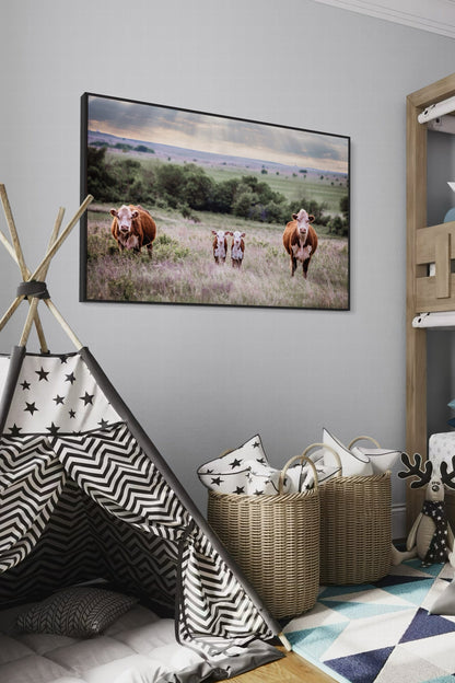 Twin Nursery Decor - Hereford Cattle Wall Art Teri James Photography