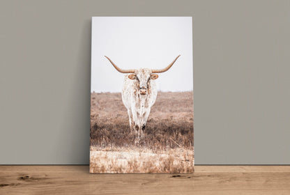 Vertical Longhorn Canvas Print in Farmhouse Style Wall Art Teri James Photography