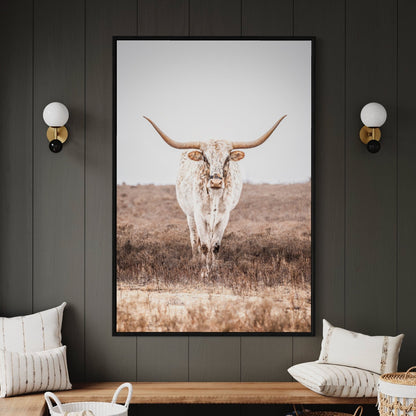 Vertical Longhorn Canvas Print in Farmhouse Style Wall Art Teri James Photography