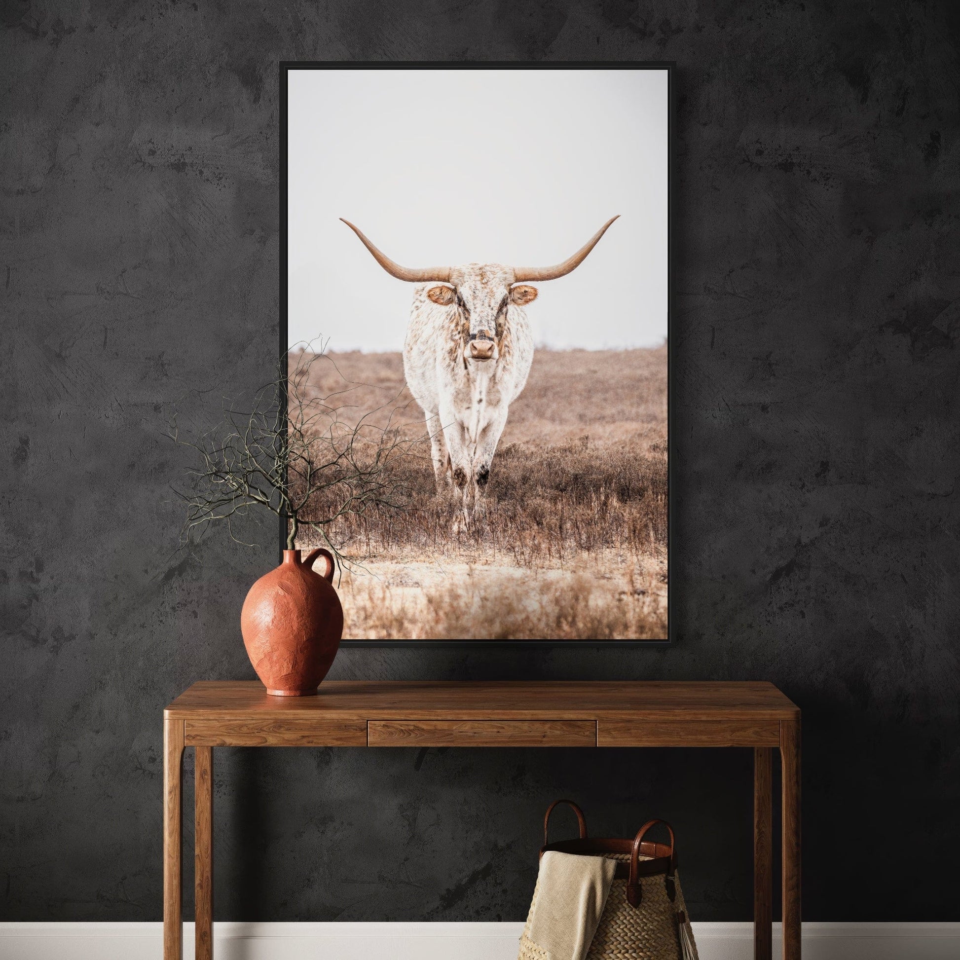 Vertical Longhorn Canvas Print in Farmhouse Style Wall Art Teri James Photography