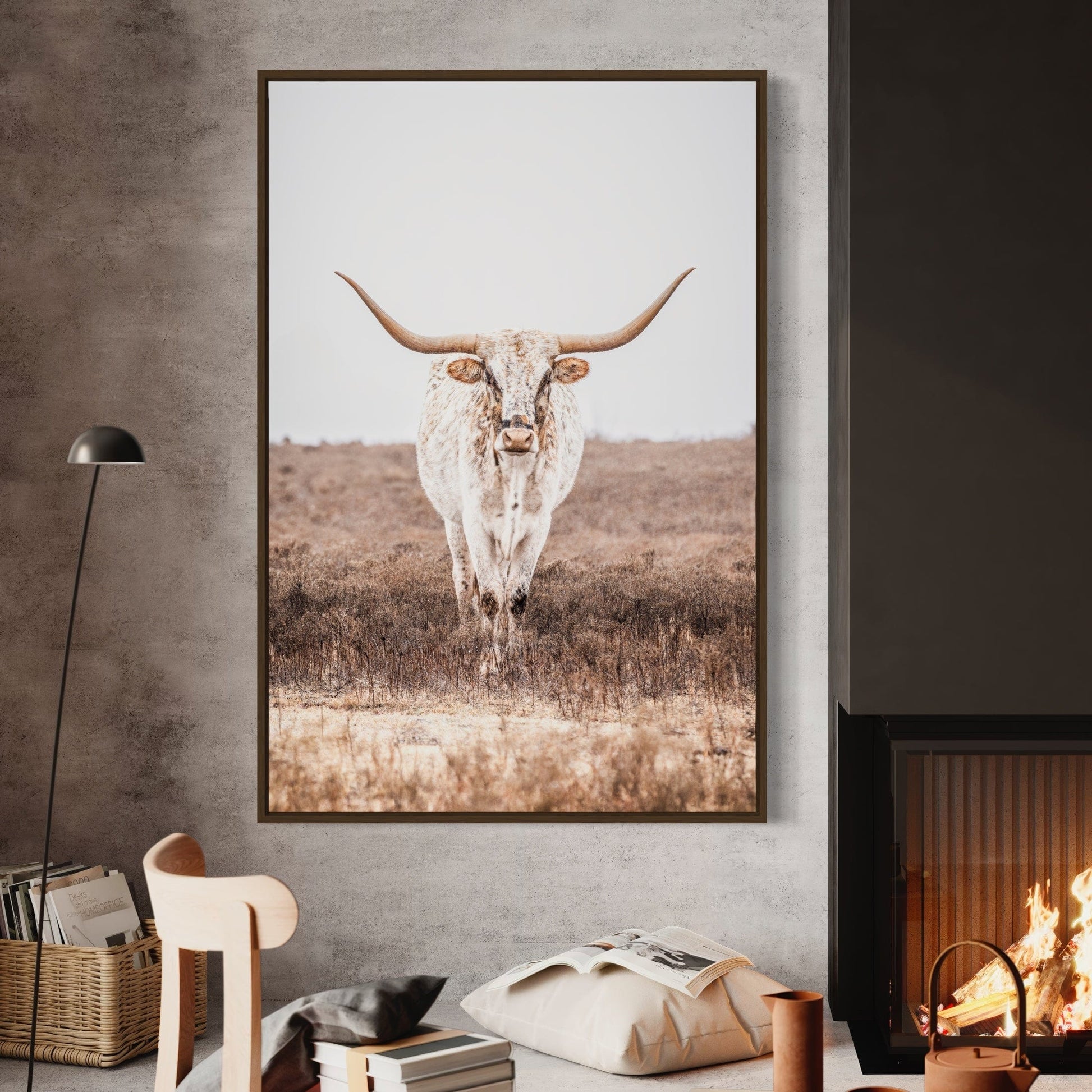 Vertical Longhorn Canvas Print in Farmhouse Style Wall Art Teri James Photography