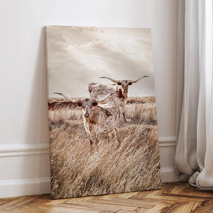 Vertical Longhorn Canvas Print Canvas-Unframed / 12 x 18 Inches Wall Art Teri James Photography