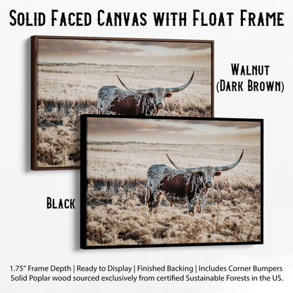 Western Art Longhorn Print Canvas-Black Frame / 12 x 18 Inches Wall Art Teri James Photography