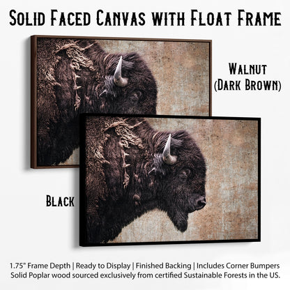 Western Decor Bison Painting Canvas-Black Frame / 12 x 18 Inches Wall Art Teri James Photography