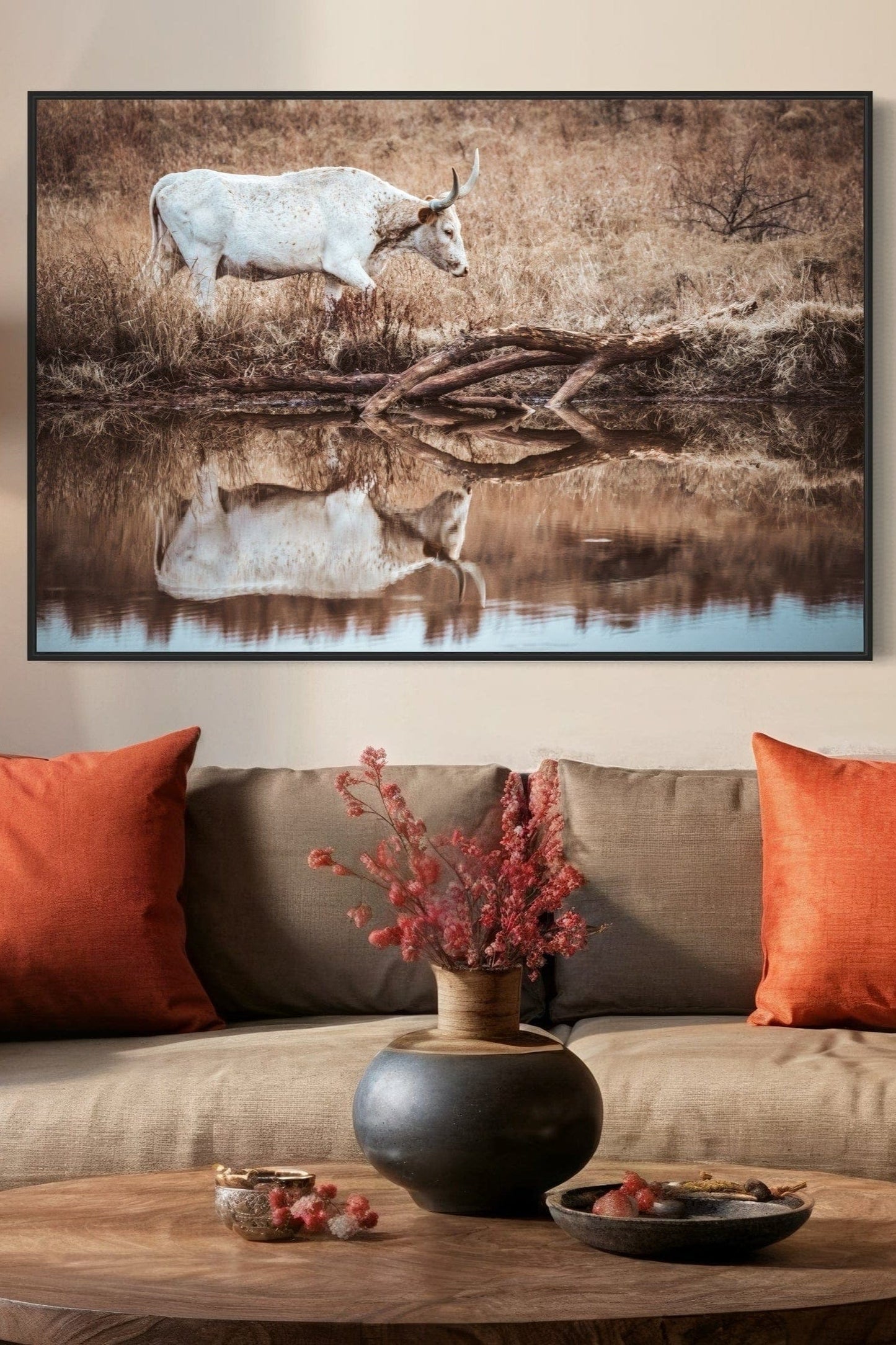 Western Living Room Decor - Longhorn Wall art Wall Art Teri James Photography