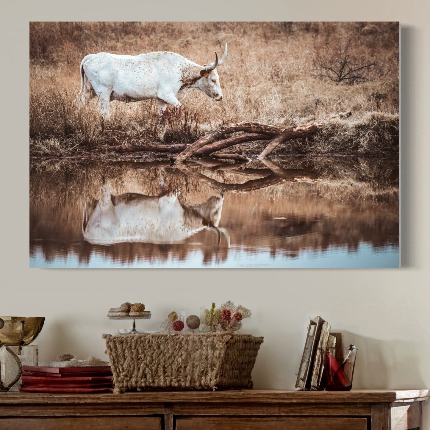 Western Living Room Decor - Longhorn Wall art Wall Art Teri James Photography