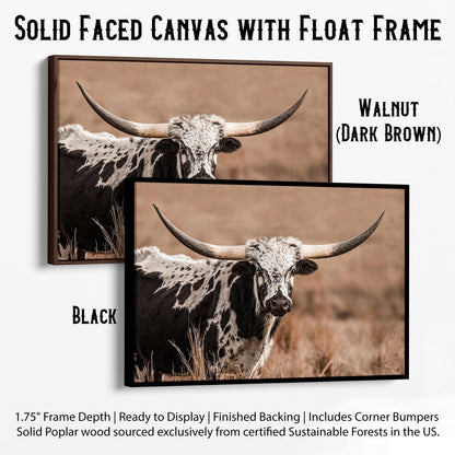 Western Themed Home Decor - Longhorn Wall Art Canvas-Black Frame / 12 x 18 Inches Wall Art Teri James Photography